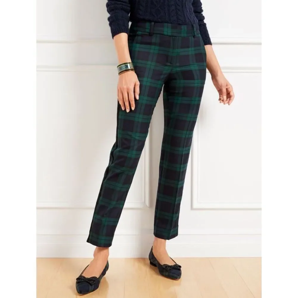 TALBOTS pants HAMPSHIRE ANKLE NEW Wool Blend BLACK Green WATCH PLAID size 20W Pl